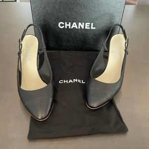 CHANEL Black Slingback Heels